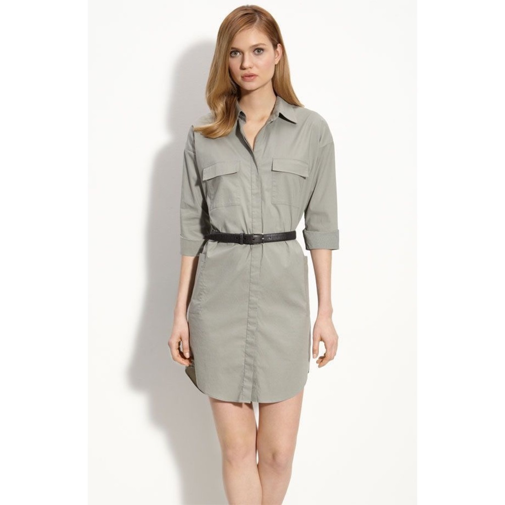 Theory Meliba Khaki Sage Cotton Twill Dress 10